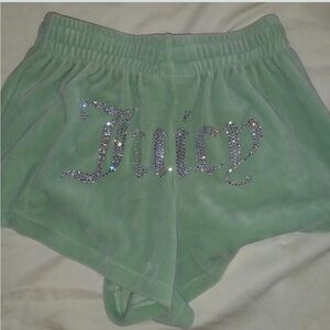 Juicy Couture Green Shorts with Silver Accents